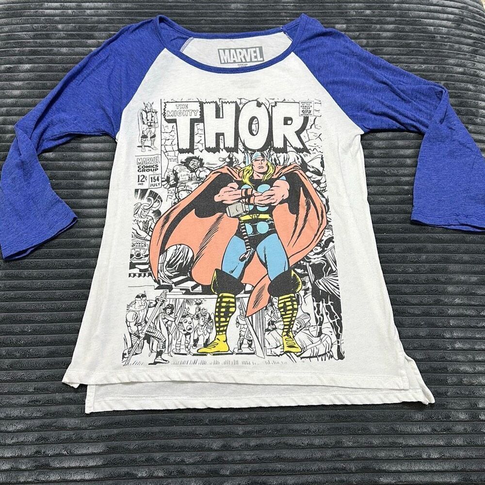 Marvel Thor White and Blue Baseball Shirt Junior L